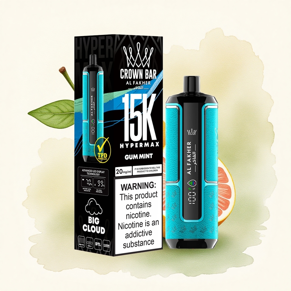 Al Fakher Crown Bar 15K Hypermax Gum Mint 22ml 600mAh 6mg Nicotine