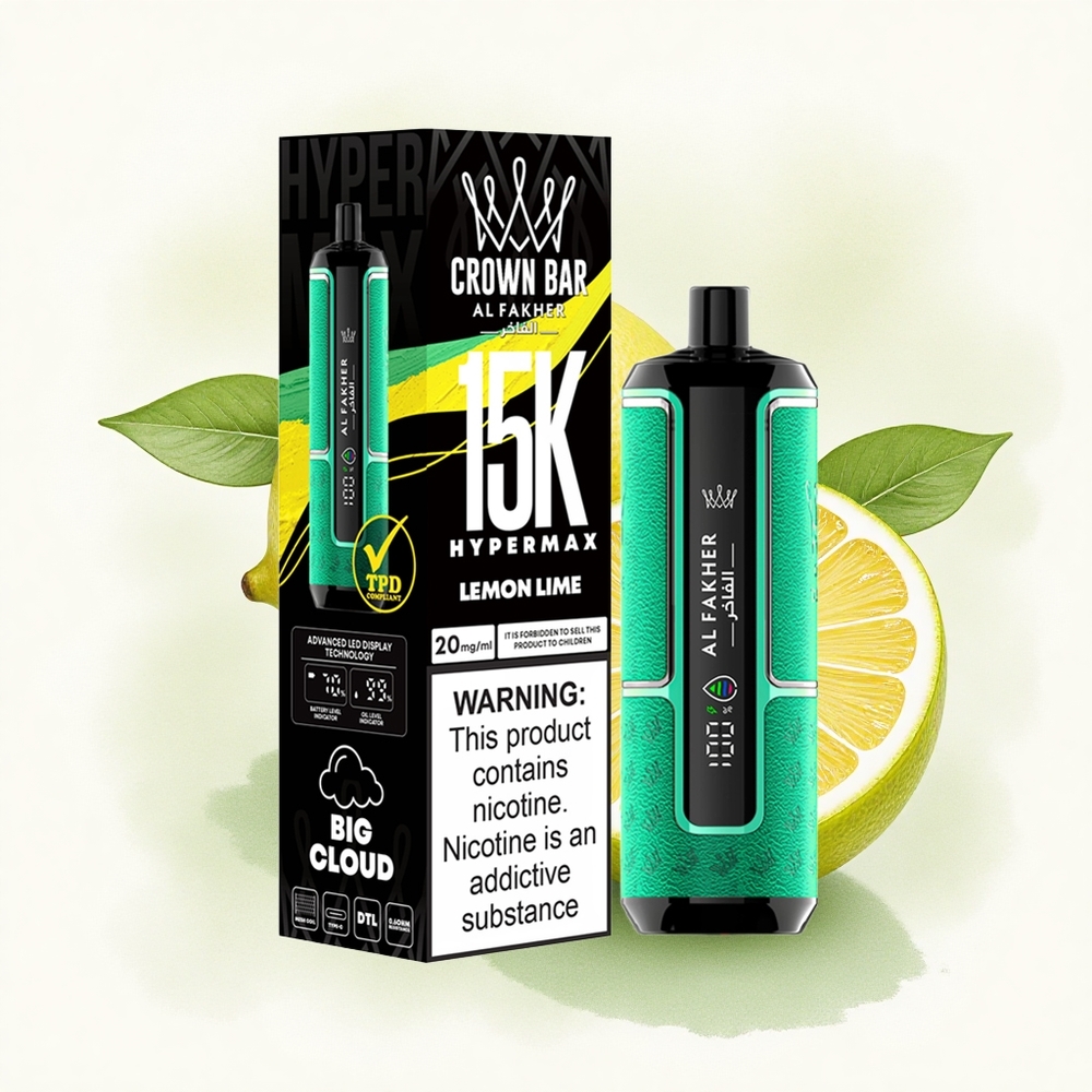 Al Fakher Crown Bar 15K Hypermax Lemon Lime 6mg Nicotine 600mAh Type-C