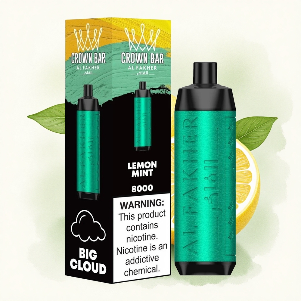Al Fakher Crown Bar 8000 Crystal Lemon Mint 600mAh 18ml 5mg Nicotine