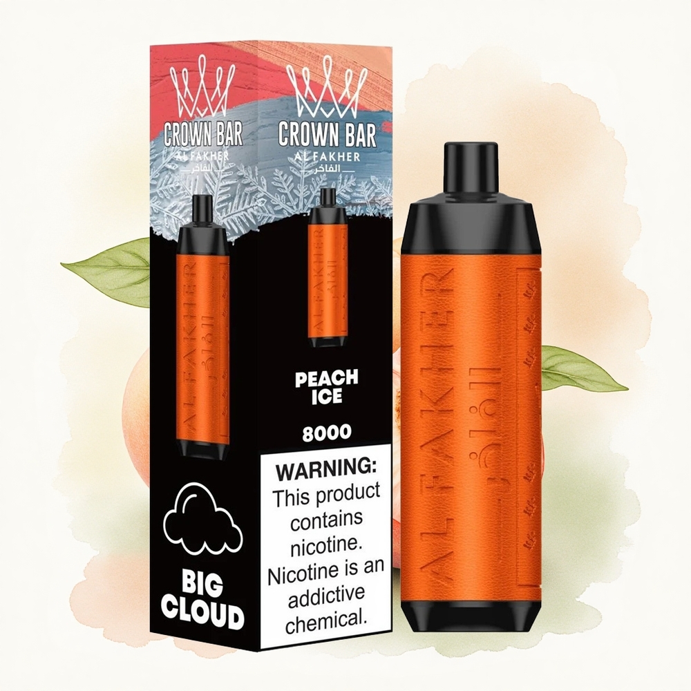 Al Fakher Crown Bar 8000 Crystal Peach Ice 600mAh 18mL 5mg Nicotine