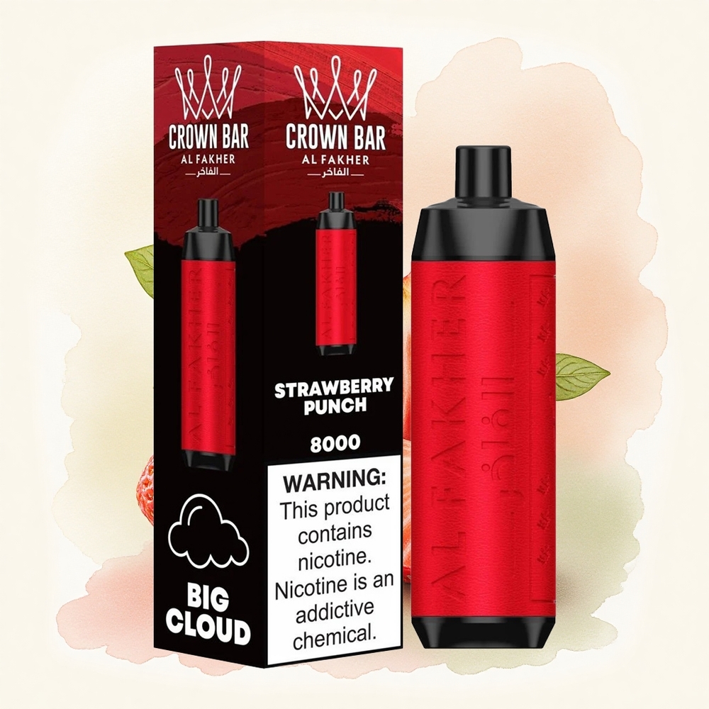 Al Fakher Crown Bar 8000 Crystal Strawberry Punch 600mAh 18ml 5mg Nicotine
