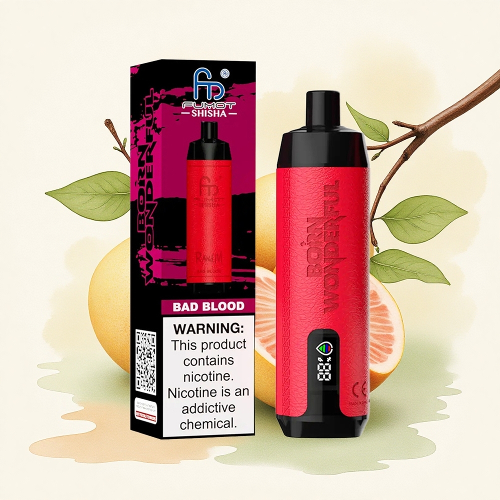 RandM Fumot Shisha 10000 Puffs Bloodlust Vape LED Nicotine 0.5% 850mAh