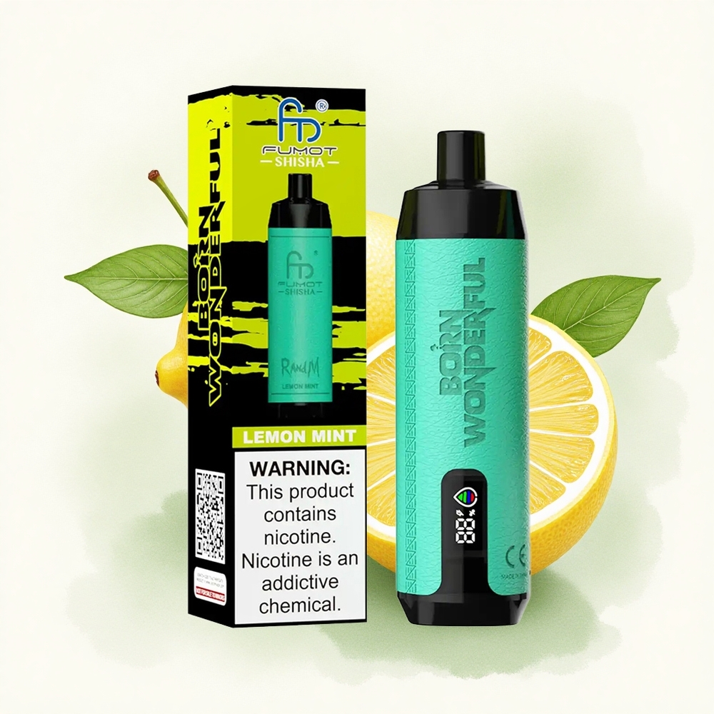 RandM Fumot Shisha 10000 Puffs Lemon Mint LED 850mAh 0.5% Nicotine