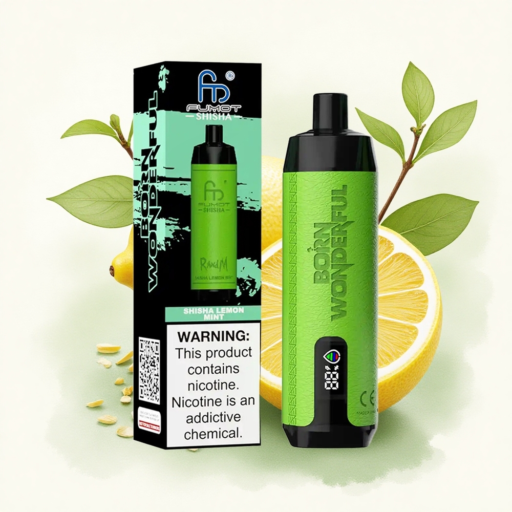 RandM Fumot Shisha 10000 Puffs Lemon Mint Shisha 0.5% Nicotine 850mAh
