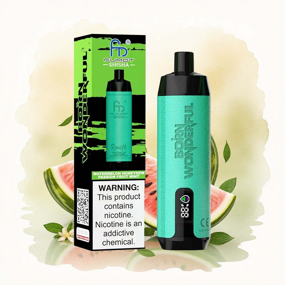 RandM Fumot Shisha 10000 Puffs Watermelon Honeydew Passion Fruit Mint 0.5% Nicotine 850mAh Type-C