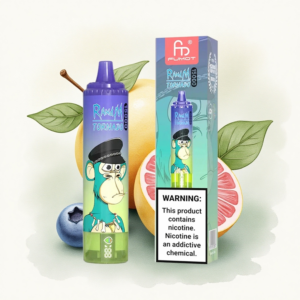 RandM Fumot Tornado 15000 Puffs Blueberry Bubble Gum 25ml 850mAh Mesh Coil