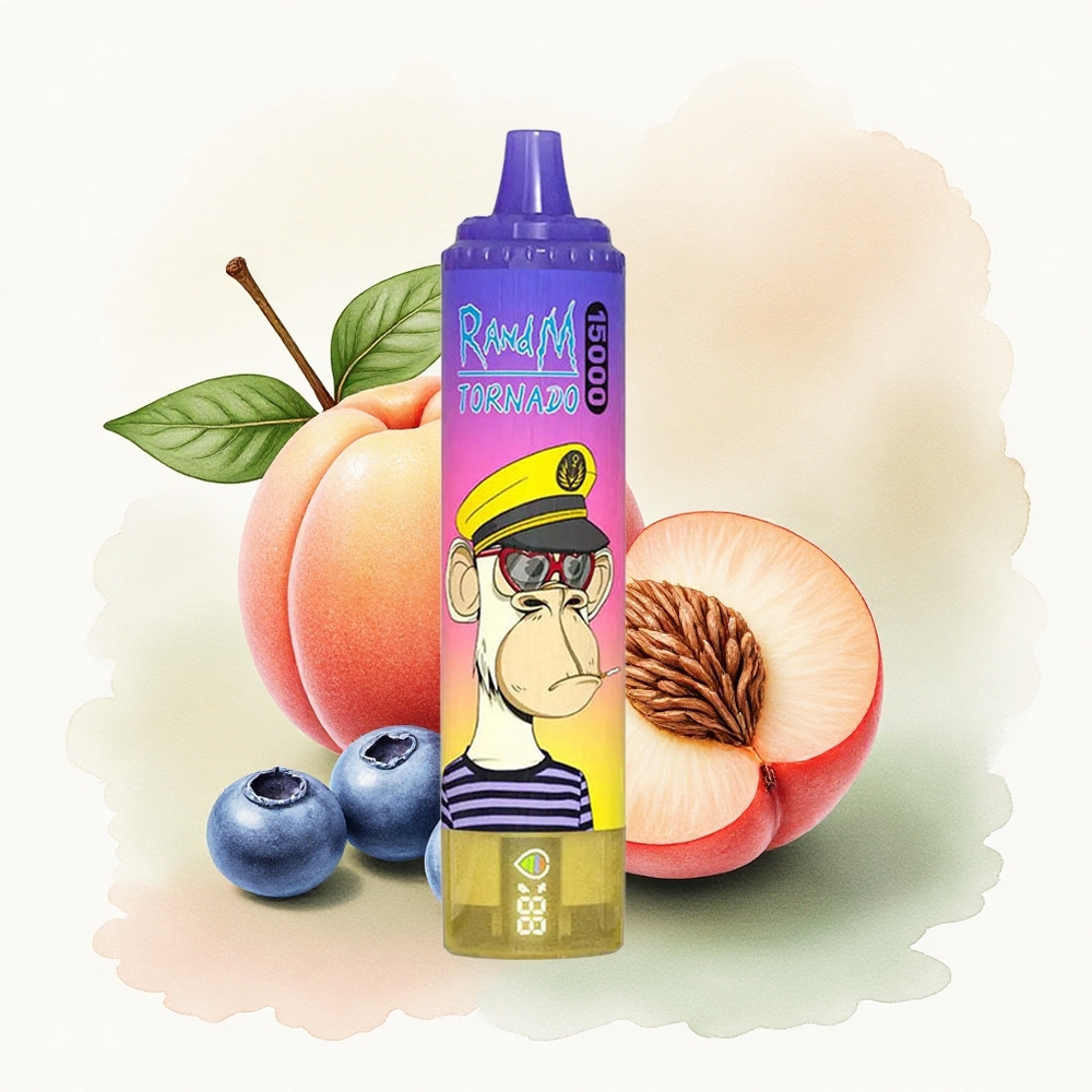 RandM Fumot Tornado 15000 Puffs Peach Blueberry Candy 25ml 850mAh Mesh Coil