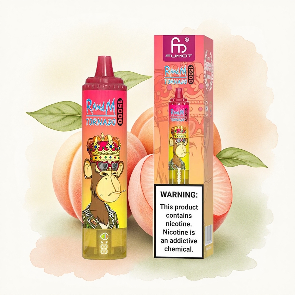 RandM Fumot Tornado 15000 Puffs Peach Ice 25ml 5% Nicotine Mesh Coil