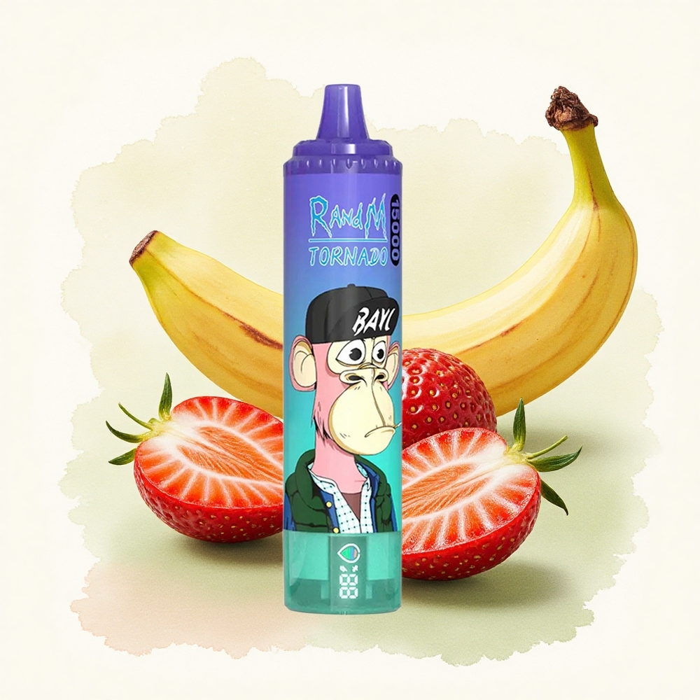 RandM Fumot Tornado 15000 Puffs Strawberry Banana 25ml 850mAh Mesh Coil