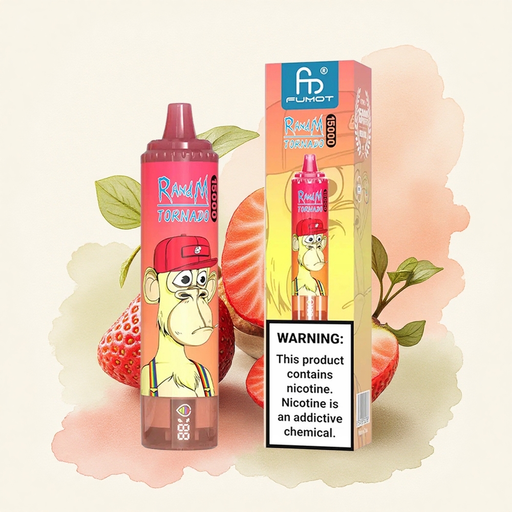 RandM Fumot Tornado 15000 Puffs Strawberry Red Bull 850mAh Mesh Coil