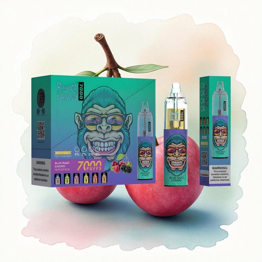 RandM Fumot Tornado 7000 Puffs Blue Razz Cherry 14ML 5% Nicotine Mesh Coil