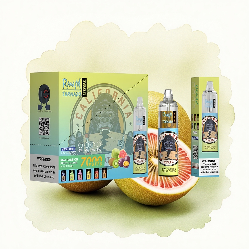 RandM Fumot Tornado 7000 Puffs Kiwi Passion Fruit Guava 14ML 850mAh Mesh Coil