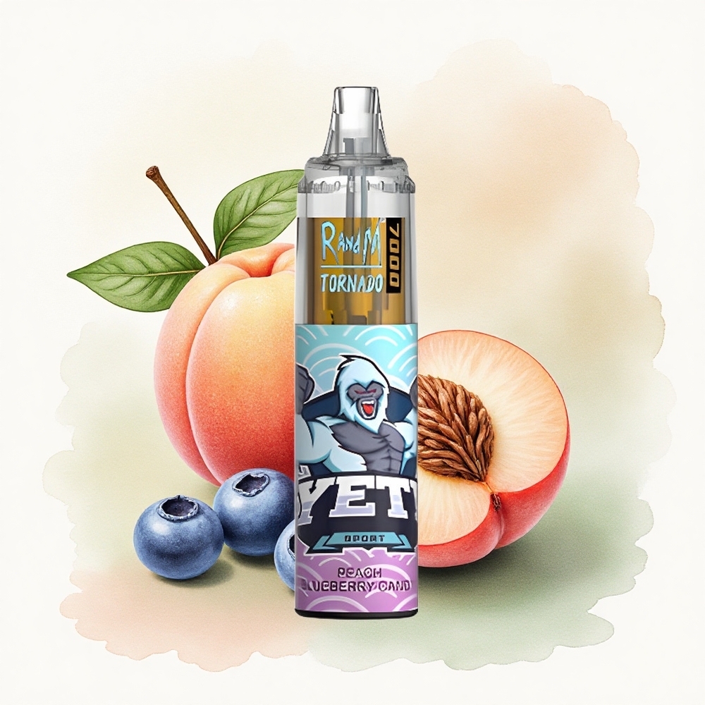 RandM Fumot Tornado 7000 Puffs Peach Blueberry Candy Disposable Vape with 850mAh Battery and 5% Nicotine