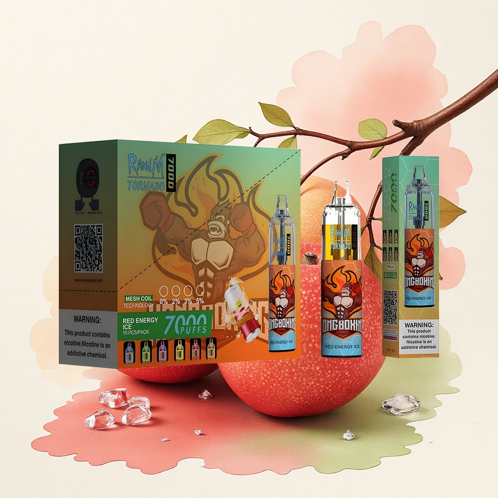 RandM Fumot Tornado 7000 Puffs Red Energy Ice 14ML E-liquid 850mAh Mesh Coil