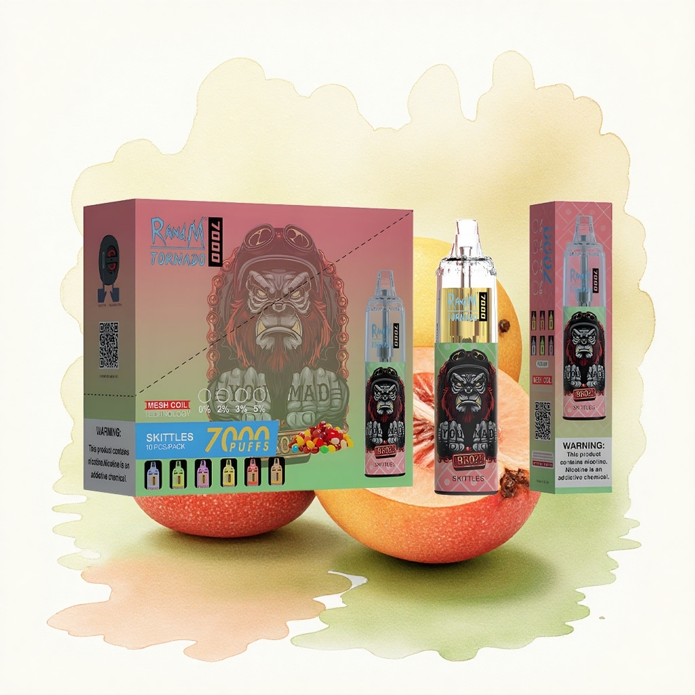 RandM Fumot Tornado 7000 Puffs Skittles 14ML Mesh 850mAh Type-C RGB