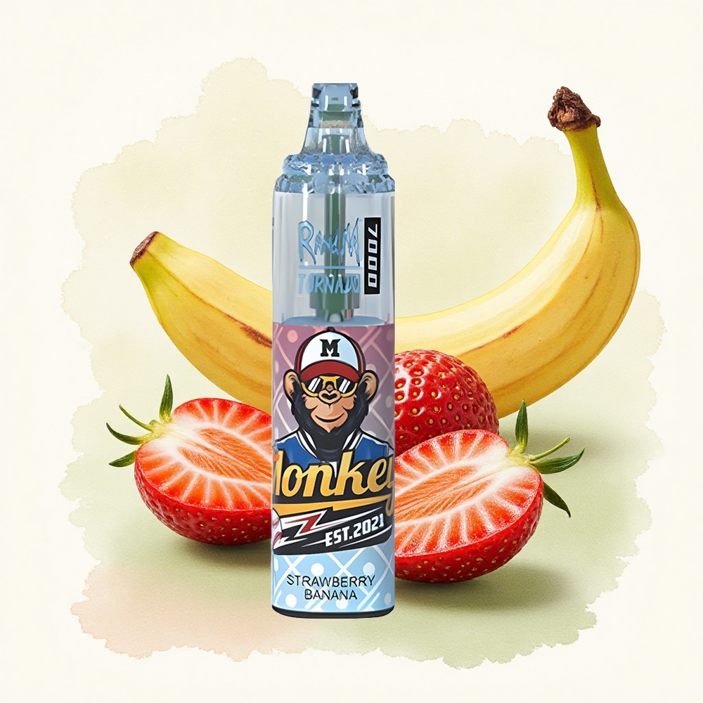 RandM Fumot Tornado 7000 Puffs Strawberry Banana Mesh Coil 14ML 5% Nicotine