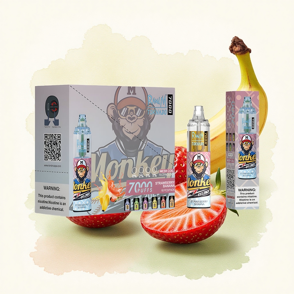 RandM Fumot Tornado 7000 Puffs Strawberry Banana Mesh Coil 14ML 5% Nicotine