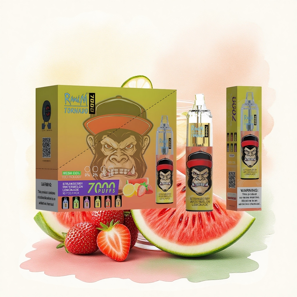 RandM Fumot Tornado 7000 Puffs Strawberry Watermelon Lemonade Mesh Coil 14ML 5% Nicotine