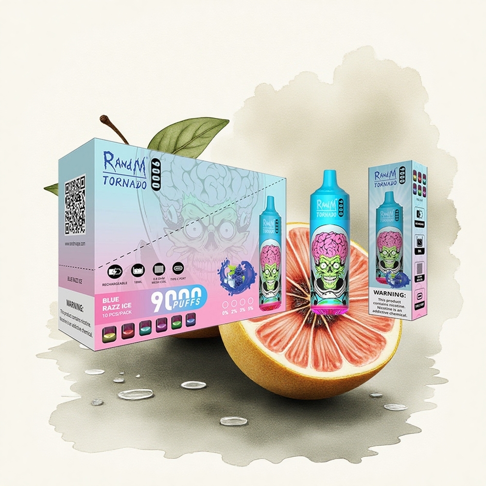 RandM Fumot Tornado 9000 Puffs Black Dragon Ice 18mL Mesh 850mAh RGB