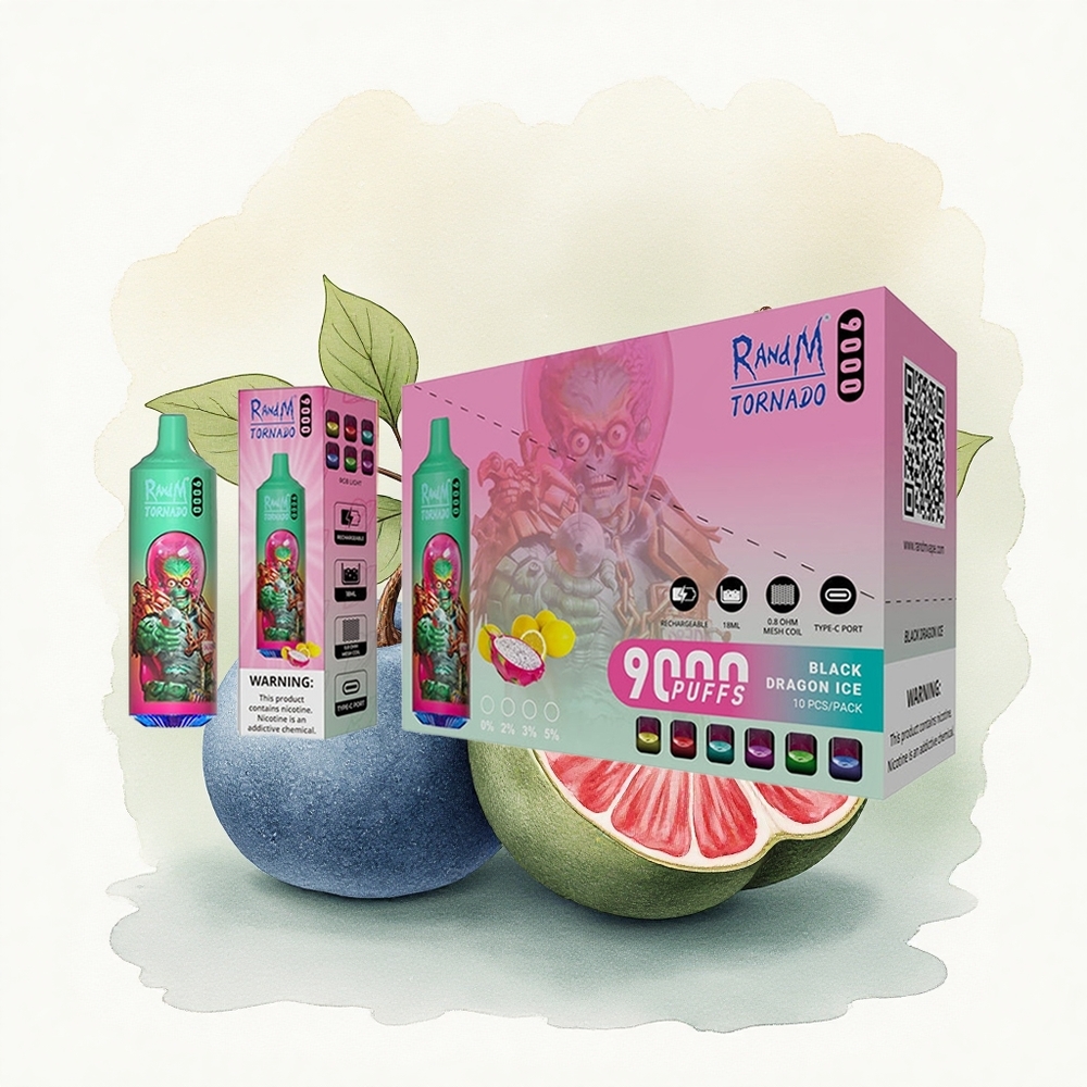 RandM Fumot Tornado 9000 Puffs Blue Razz Kush Mesh 18mL RGB