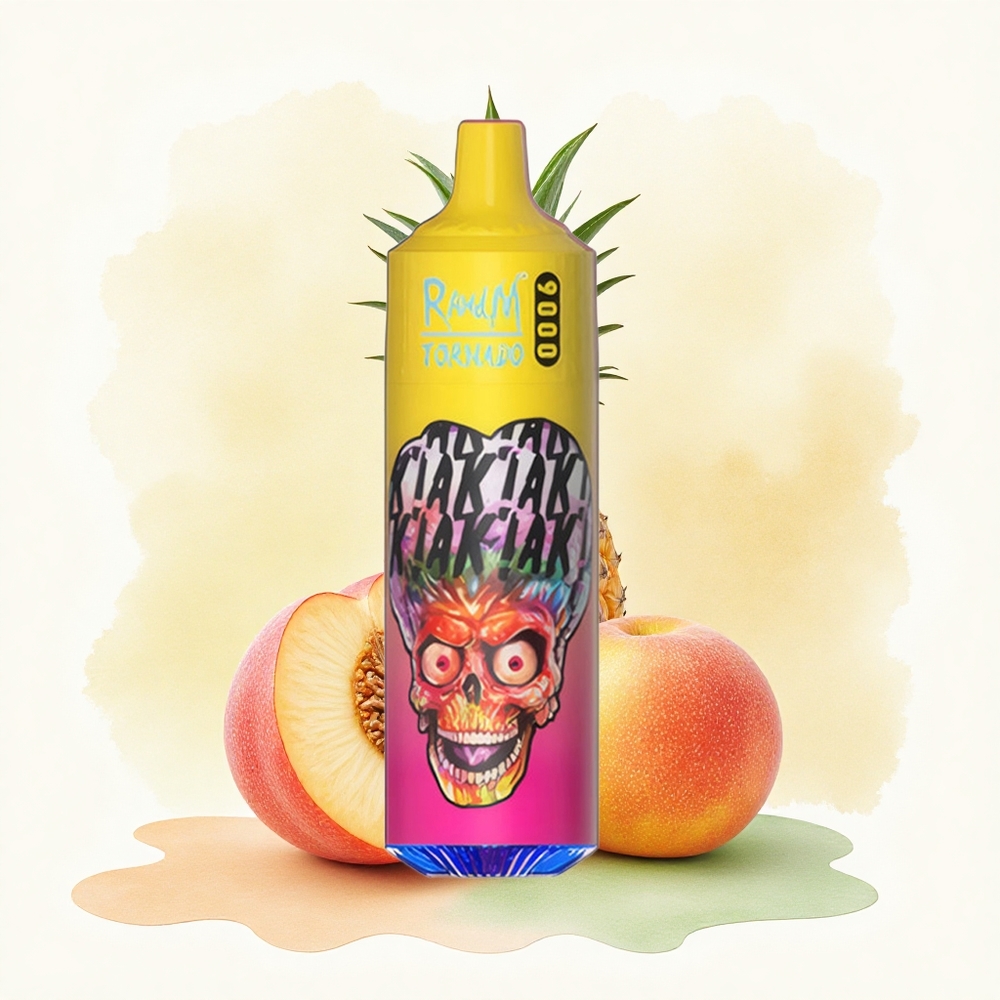 RandM Fumot Tornado 9000 Puffs Peachy Mango Pineapple 18mL Mesh Coil RGB Display
