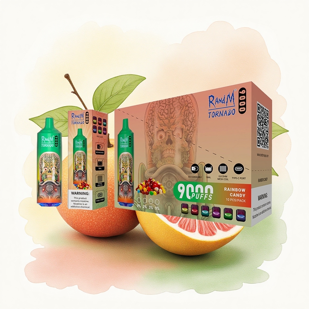 RandM Fumot Tornado 9000 Puffs Rainbow Candy Mesh 850mAh RGB 18mL