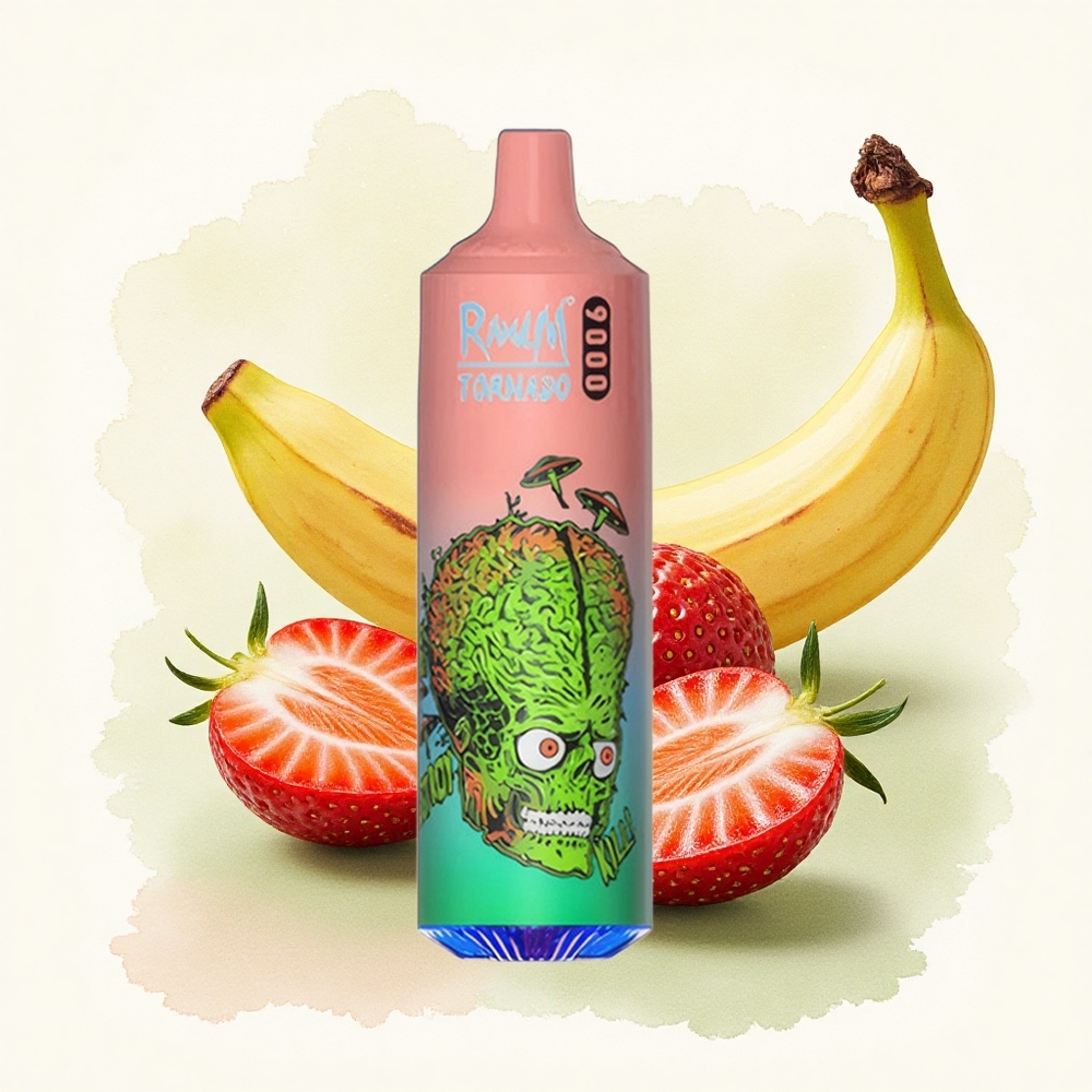 RandM Fumot Tornado 9000 Puffs Strawberry Banana 850mAh Mesh 18mL